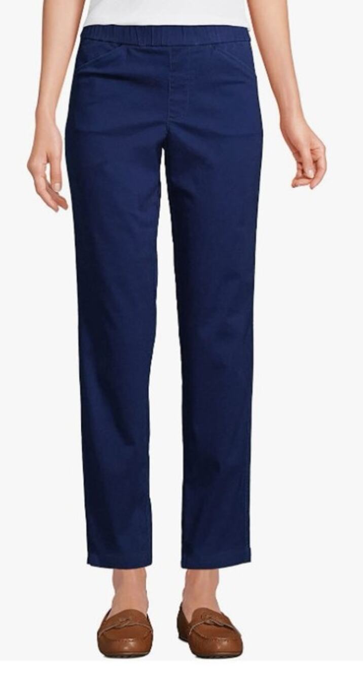 Lands' End Women's Pants 20W Deep Sea Navy Chino Pull On Ankle Pants NEW !